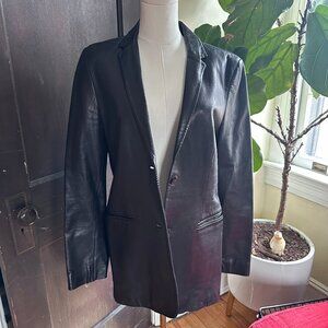 Luciano Barbera Leather Coat Jacket Overcoat